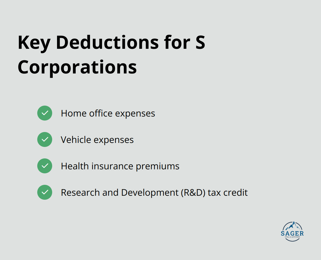 Checkmark list of important deductions available to S Corporations - s corporation tax strategies