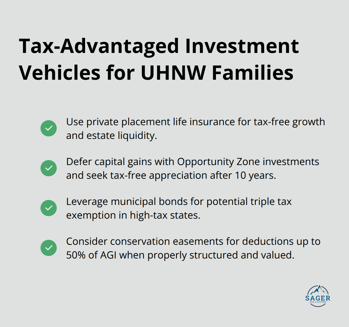 Four tax-advantaged investment vehicles highlighted for ultra high net worth families.