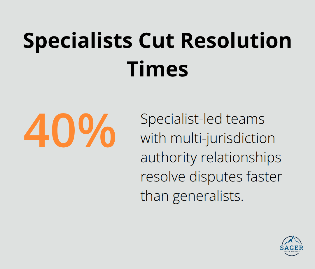 Percentage showing how specialist networks accelerate dispute resolution. - cross border tax planning