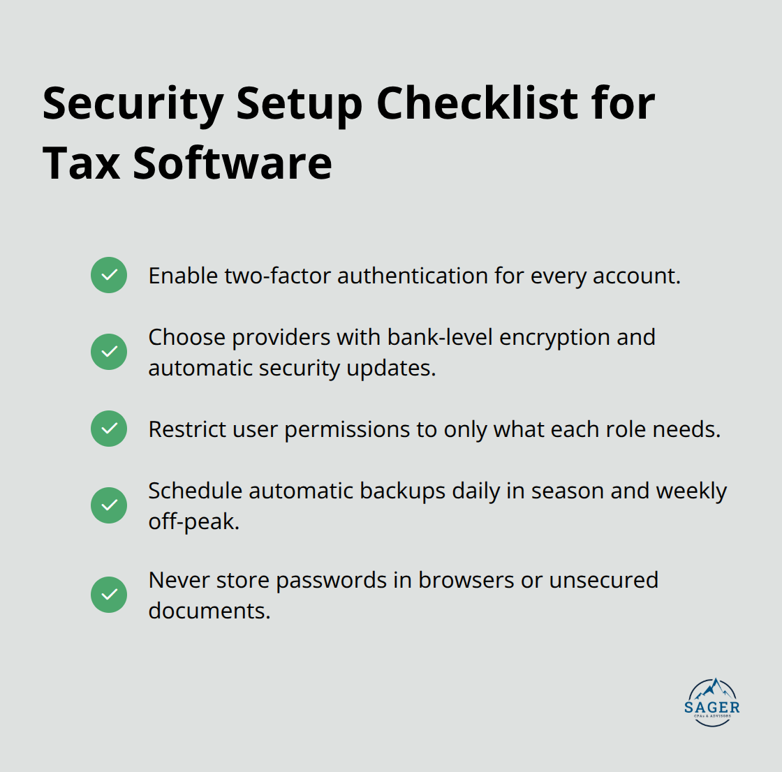 Checklist of essential security actions for tax software in U.S. small businesses - tax planning software for small business