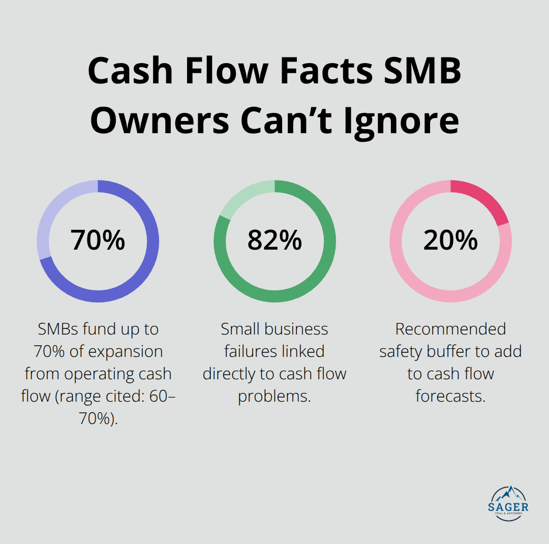 Percentage chart showing key SMB cash flow statistics