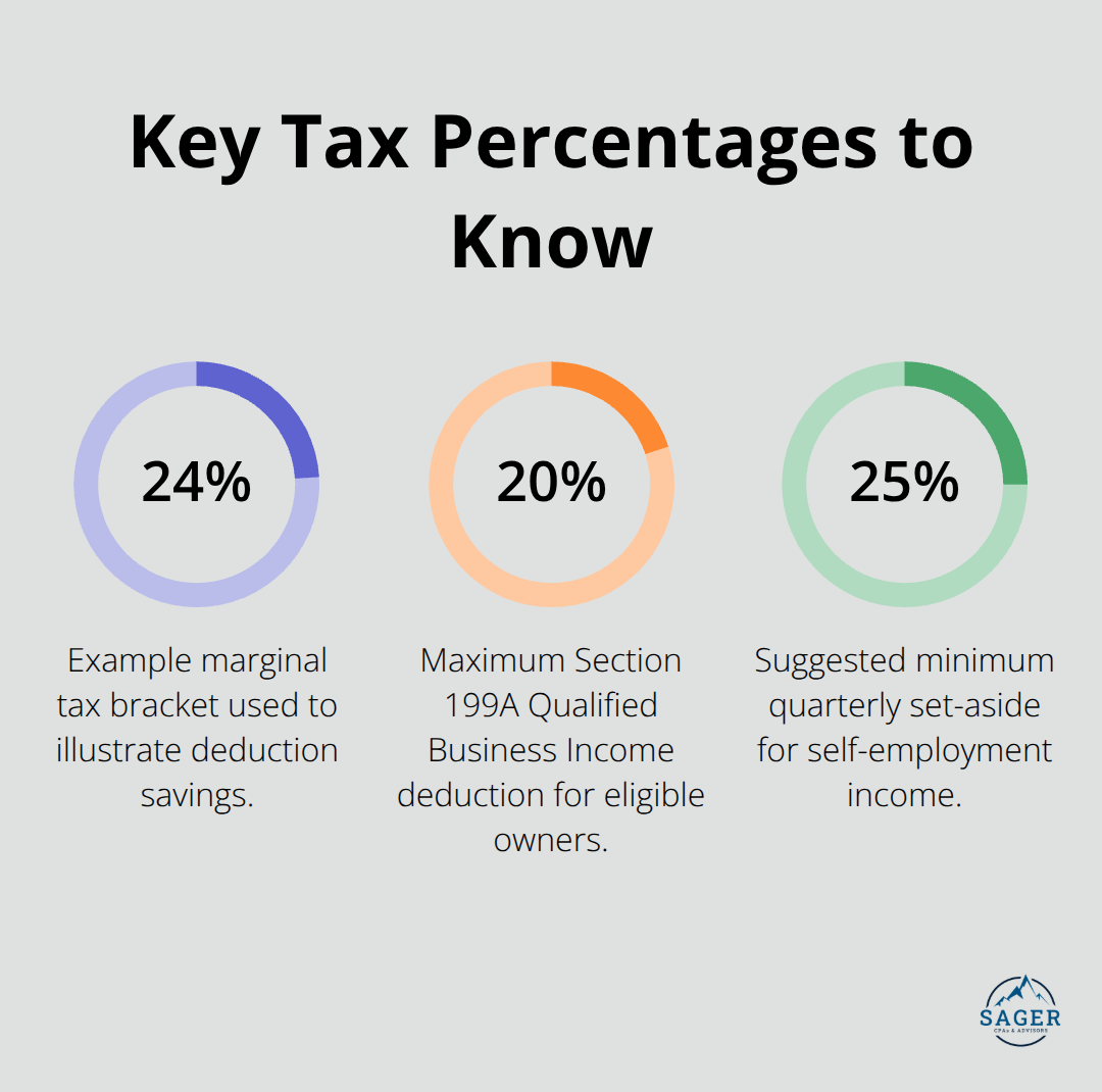 Infographic showing essential U.S. tax percentages mentioned in the article.