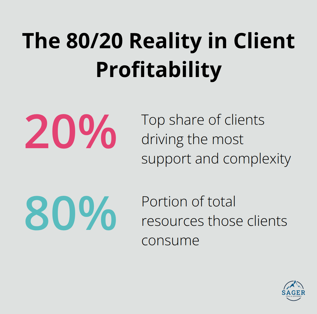 Visualization of the Pareto effect showing that 20% of clients consume 80% of resources. - comprehensive business advisory